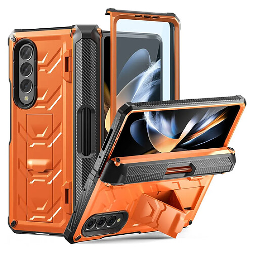 Coque en TPU anti-chocs avec béquille et porte-stylo pour votre Samsung Galaxy Z Fold4 5G SM-F936B - orange