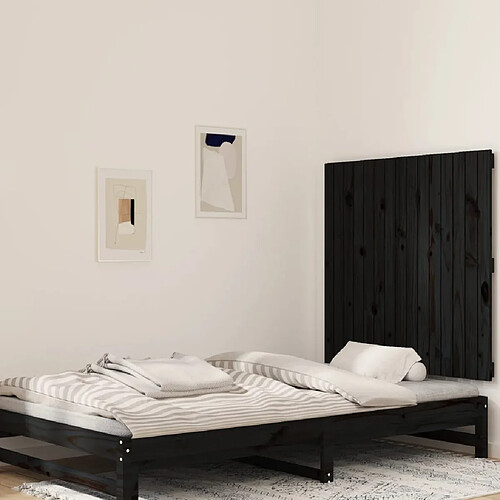 vidaXL Tête de lit murale Noir 95,5x3x90 cm Bois massif de pin