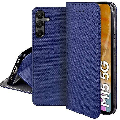 Htdmobiles Housse etui portefeuille avec coque interieure en silicone pour Samsung Galaxy M15 5G + film ecran - BLEU MAGNET