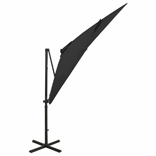 Maison Chic Parasol Jardin | Parasol déporté avec mat et lumières LED Noir 250 cm - GKD56614