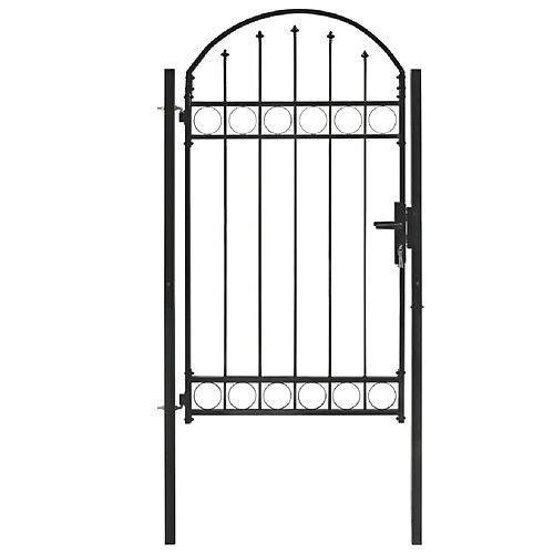 vidaXL Portail de jardin avec dessus arqué Acier 100 x 175 cm Noir