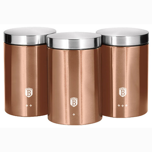 Set de 3 Boîtes de Cuisine en Acier Inoxydable Robuste, Ø11 x 17,8 cm Design, , Or Rose / Inox, Berlinger Haus, Rose Gold