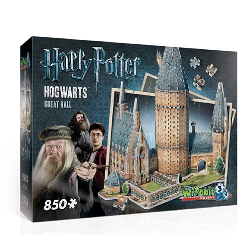 Wrebbit - Puzzle 3D Harry Potter - Grande Salle - 850 Pièces - Peut se lier au puzzle de la tour d'astronomie - Taille 50cm