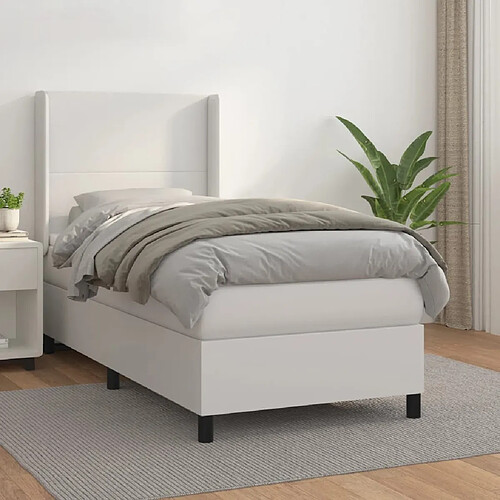 vidaXL Sommier à lattes de lit avec matelas Blanc 80x200 cm Similicuir