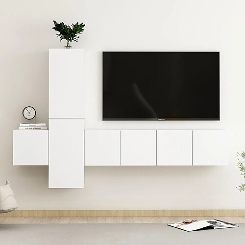 vidaXL Ensemble de meubles TV 5 pcs Blanc Bois d'ingénierie