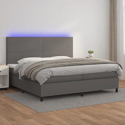 vidaXL Sommier à lattes de lit avec matelas et LED Gris 200x200 cm