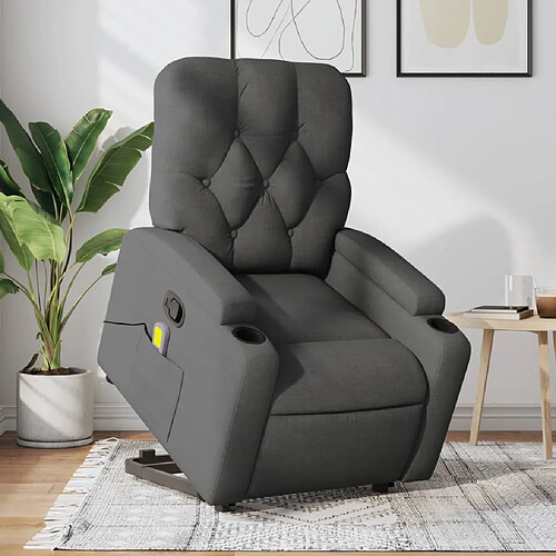 vidaXL Fauteuil de massage inclinable Gris foncé Tissu