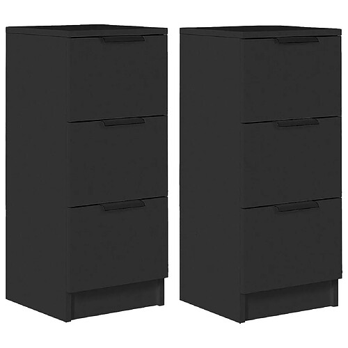 Maison Chic Lot de 2 Commode Buffet - Meuble de rangements noir 30x30x70 cm bois d'ingénierie -GKD23916