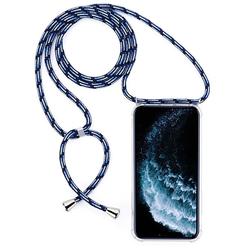 Wewoo Coque Souple pour téléphone portable Trasparent TPU à quatre coins et anti-chute avec cordon iPhone 11 Pro Noir Bleu