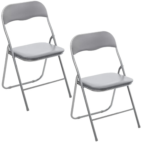 Toilinux Lot de 2 Chaises pliantes en PVC - Gris