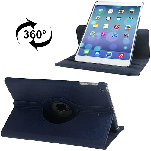 Wewoo Smart Cover bleu foncé pour iPad Air 360 degrés de rotation Litchi Texture étui en cuir avec 3 supports d'engrenages et de veille / fonction de réveil