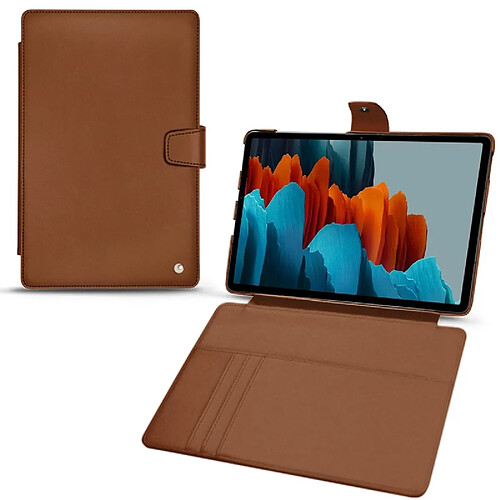 Housse cuir Samsung Galaxy Tab S7+ - Rabat portefeuille - Marron ( Nappa - Pantone #8B4720 ) - NOREVE