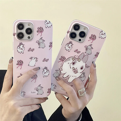 GUPBOO Étui pour iPhone11 Support de boîtier de téléphone portable mignon lapin fleur plein écran femelle