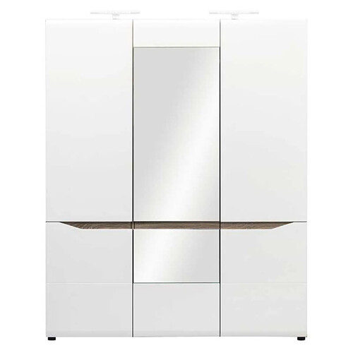 Dansmamaison Armoire 3 portes battantes Blanc/Chêne à LED - ONIEL