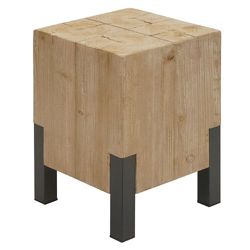 Mendler Tabouret HWC-L76, tabouret en bois, Industrial Métal massif-bois certifié MVG, naturel