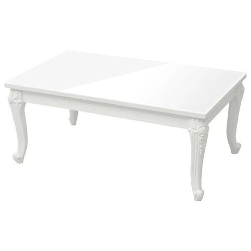 ComfortXL Table Basse Blanc Brillant 100x50x42 Cm Bois D'ingénierie