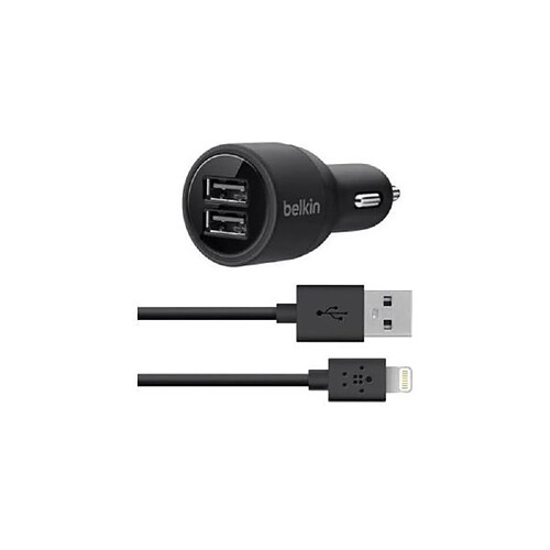 Chargeur allume cigare BELKIN Lightning 2USB 2.1A Noir