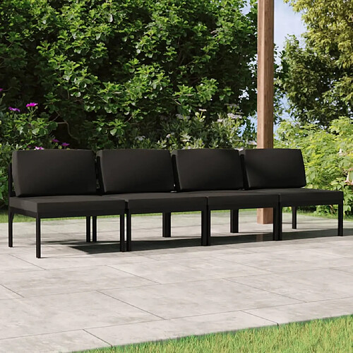 vidaXL Canapé de jardin 4 places avec coussins Aluminium Anthracite