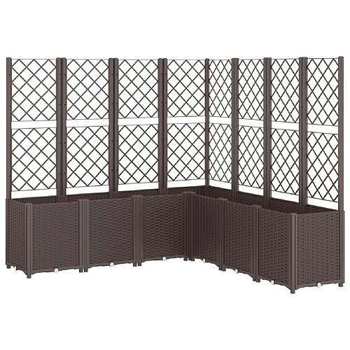 Maison Chic Jardinière,Bac à fleurs avec treillis - pot de fleur marron 160x160x140 cm PP -GKD72468