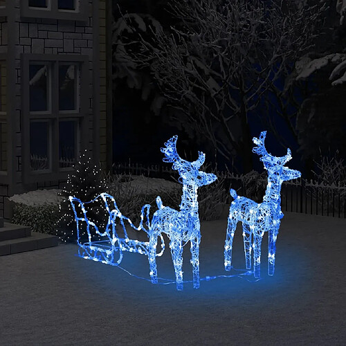 vidaXL Décoration de Noël Rennes et traîneau 160 LED 130 cm Acrylique