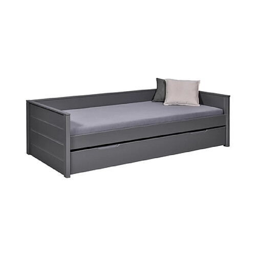 Mes Lit banquette avec tiroir 90x200 cm en pin gris foncé - CHAMBERY