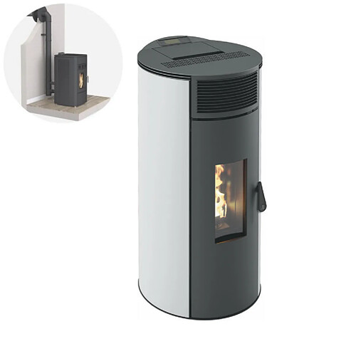 Interstoves Pack Poêle à granules GIANNI 9 Etanche + Kit Conduit Ventouse (sortie façade) - Blanc