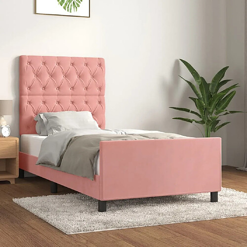 Maison Chic Lit adulte - Cadre Structure de lit avec tête de lit Contemporain Rose 80x200 cm Velours -MN41364