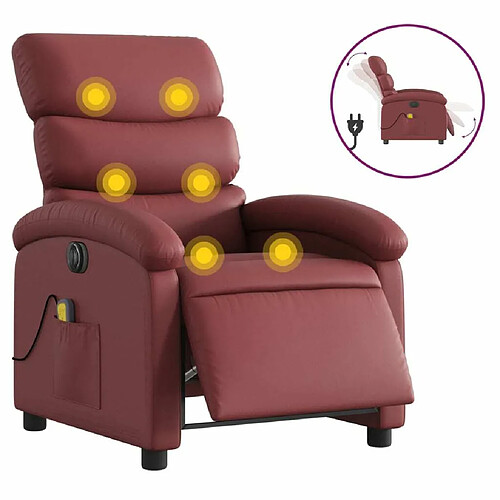 Maison Chic Fauteuil Relax pour salon, Fauteuil de massage inclinable électrique rouge bordeaux -GKD78980