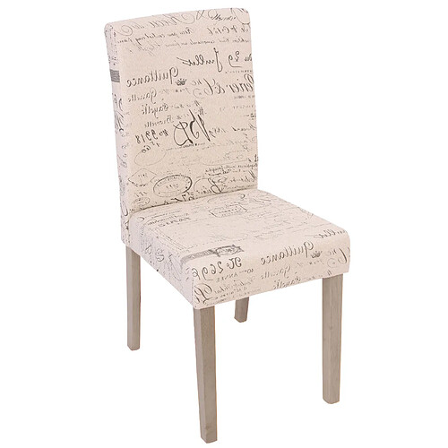 Decoshop26 Lot de 2 chaises de salle à manger cuisine en tissu crème motif écriture des pieds en bois clair 04_0000429