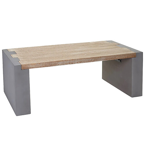 Mendler Table Basse de Salon HWC-A15, Design Béton Sapin Massif Rustique 46x122x60cm