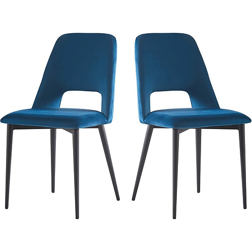 Habitat Et Jardin Lot de 2 Chaises en velours Fedora - Bleu foncé