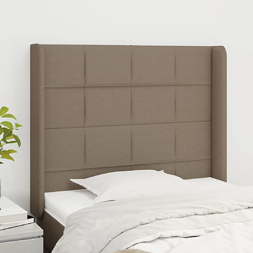 vidaXL Tête de lit avec oreilles Taupe 103x16x118/128 cm Tissu