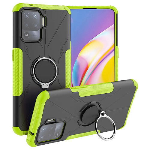 Coque en TPU anti-chocs avec béquille pour votre Oppo A94/F19 Pro/Reno5 F - vert