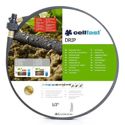 Cellfast Tuyau d'irrigation goutte à goutte 1/2 22,5m pour un arrosage économique et précis des plantes