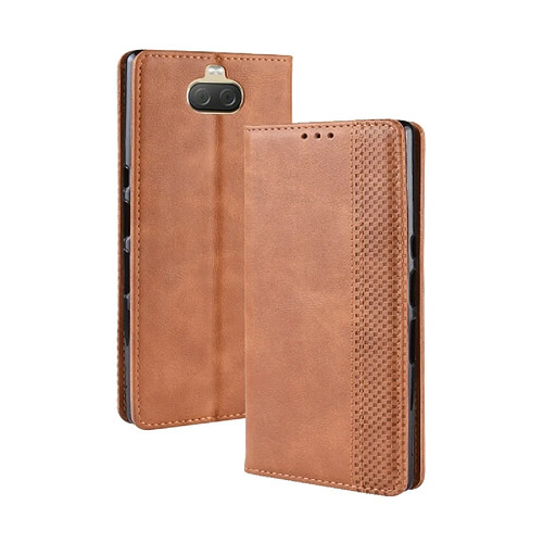 Wewoo Housse Coque Étui en cuir à boucle magnétique avec texture rétro à pour Sony Xperia 10 Plus, support et emplacements pour cartes porte-monnaie (Marron)