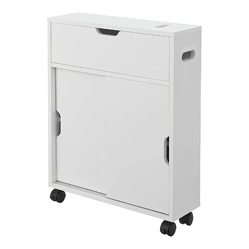 Helloshop26 Meuble de rangement pour salle de bain 67 x 52 x 17 cm à portes coulissantes blanc 03_0006851