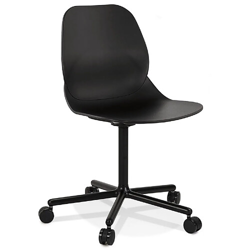 Alterego Chaise de bureau moderne 'MAGELLAN' noire sur roulettes