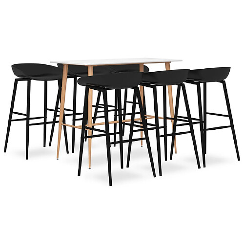 vidaXL Ensemble de bar 7 pcs Blanc et noir