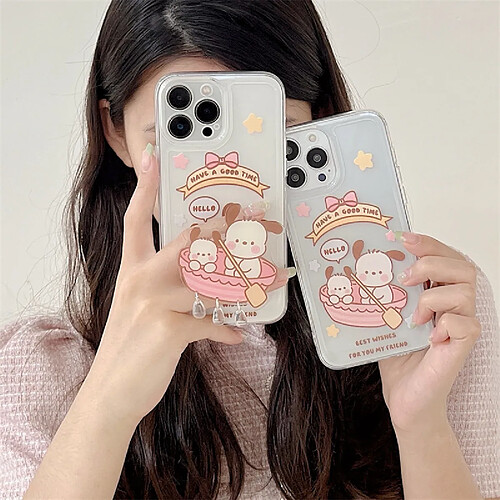 GUPBOO Étui pour iPhone13ProMax Support de coque de téléphone de dessin animé de chien de pacha de voyage de pagaie