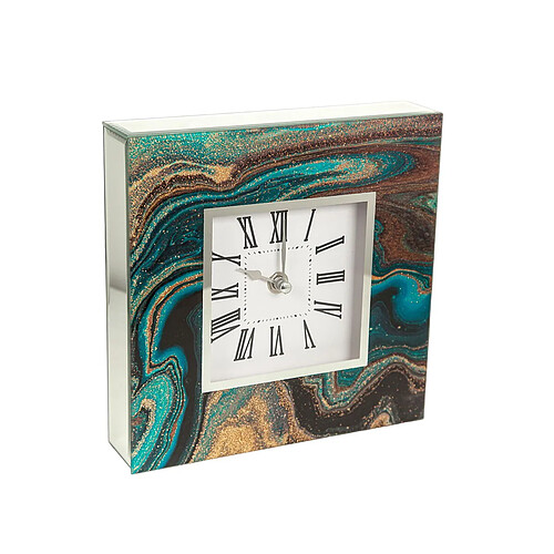 Horloge de table Romimex Bleu Doré verre 20 x 20 x 5 cm