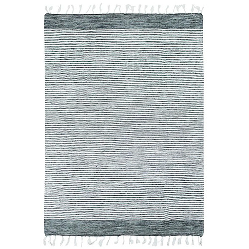 Thedecofactory TERRA COTTON BANDES - Tapis 100% coton bandes gris-blanc 120x170