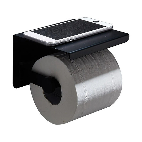 Universal Porte-papier toilette noir avec étagère Porte-serviettes Porte-papier de cuisine Porte-rouleaux de toilettes en acier inoxydable