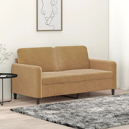 vidaXL Canapé à 2 places Marron 140 cm Velours