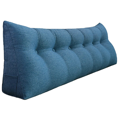 VerCart Coussin de Lecture, Triangulaire Coussin à Coins, Lin Bleu 180CM