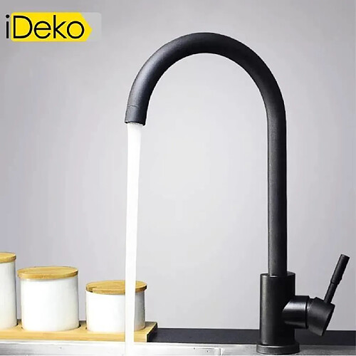 iDeko® Robinet de cuisine en céramique rotation à 360 degrés évier Noir rétro standard EU