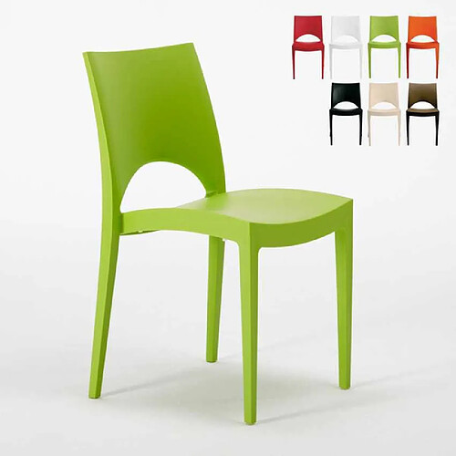 24 Chaises Paris Grand Soleil en polypropylène Restaurant bar café promo stock, Couleur: Vert