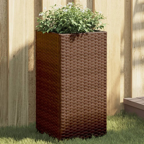 vidaXL Jardinières 2 pcs marron 30x30x60 cm résine tressée