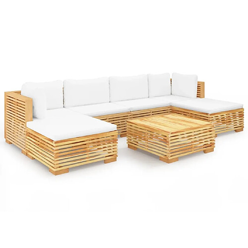 Maison Chic Salon de jardin 7 pcs + coussins - Mobilier/Meubles de jardin - Table et chaises d'extérieur Bois de teck solide -MN49990