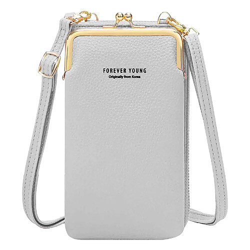 Avizar Pochette Bandoulière Smartphone Simili cuir grainé Multi-compartiments gris