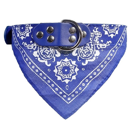 Wewoo Bandana réglable pour chien en cuir imprimé foulard souple à col chiottaille M bleu